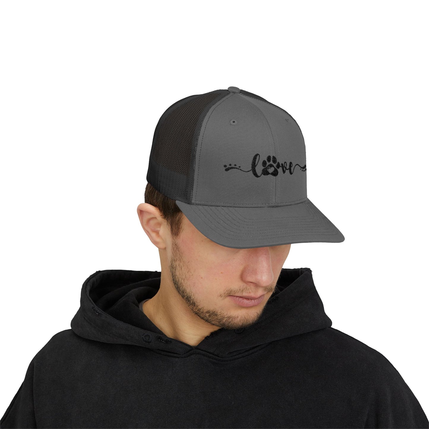 Love Paw Print Snapback Trucker Cap - Pet Lovers Adjustable Hat