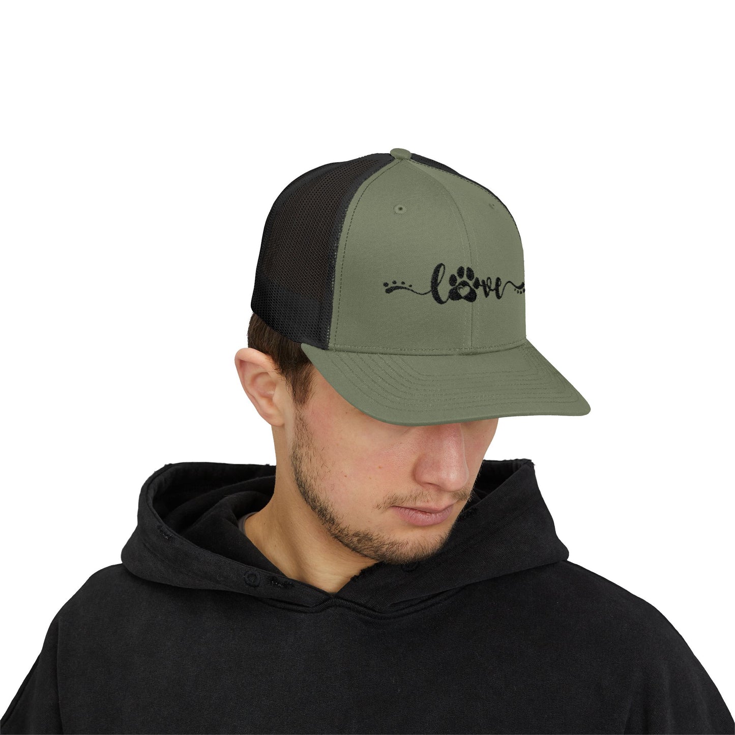 Love Paw Print Snapback Trucker Cap - Pet Lovers Adjustable Hat
