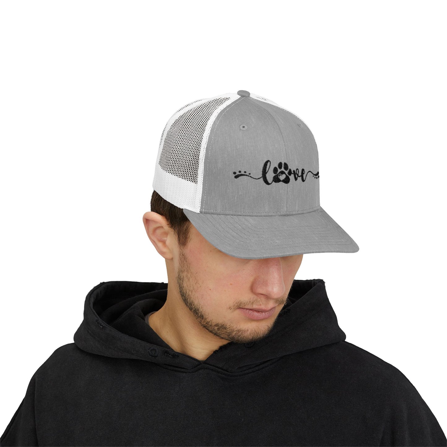 Love Paw Print Snapback Trucker Cap - Pet Lovers Adjustable Hat