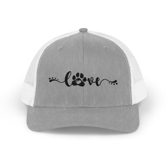 Love Paw Print Snapback Trucker Cap - Pet Lovers Adjustable Hat